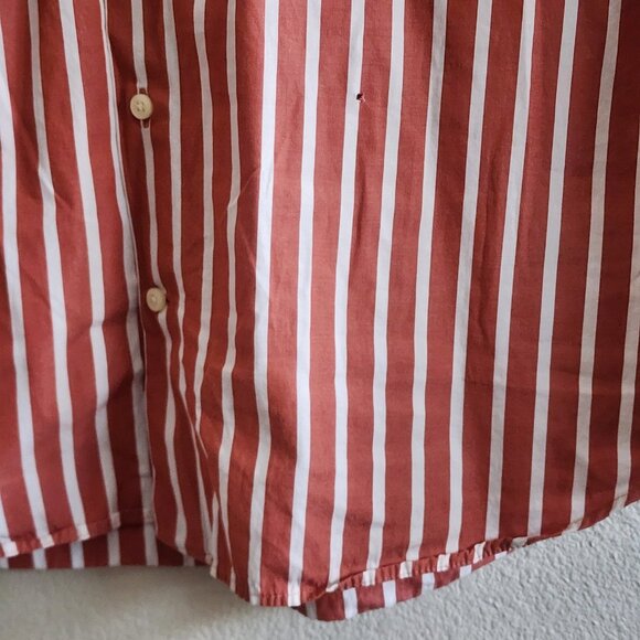 Peter Millar Mens Button Up Shirt Long Sleeve Striped Cotton Brown White Size L - Picture 8 of 8